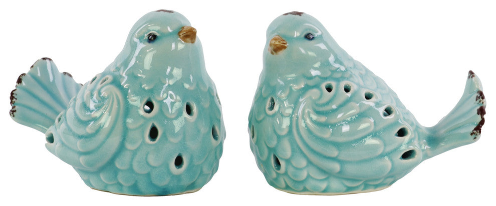 Porcelain Figurines, 2-Piece Set, Gloss Blue