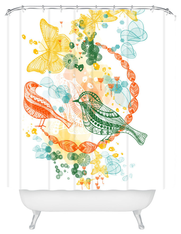Deny Designs Jenean Morrison Flower And Flight Shower Curtain