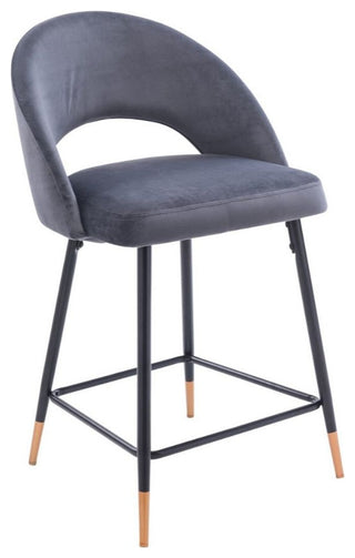 Velvet 24" Counter Stool, Set of 2, Gray