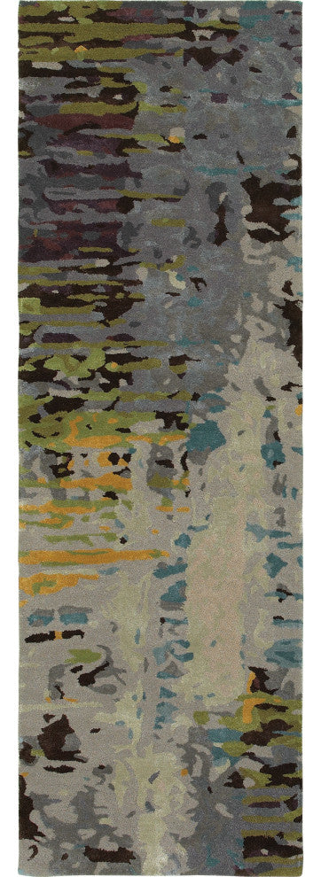 Galen Contemporary Abstract Multi/ Grey Area Rug, 2'6"X8'