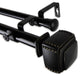 Studded 1" Double Curtain Rod, Black, Black, 28"-48"