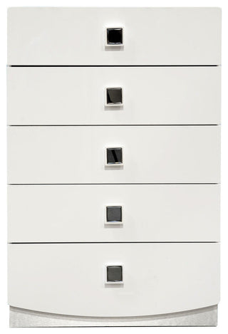 France White Modern 5-Drawer Bedroom Chest