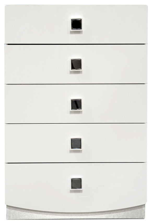 France White Modern 5-Drawer Bedroom Chest