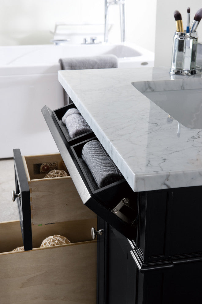 Brittany 30" Single Vanity, Black Onyx, Carrara Marble