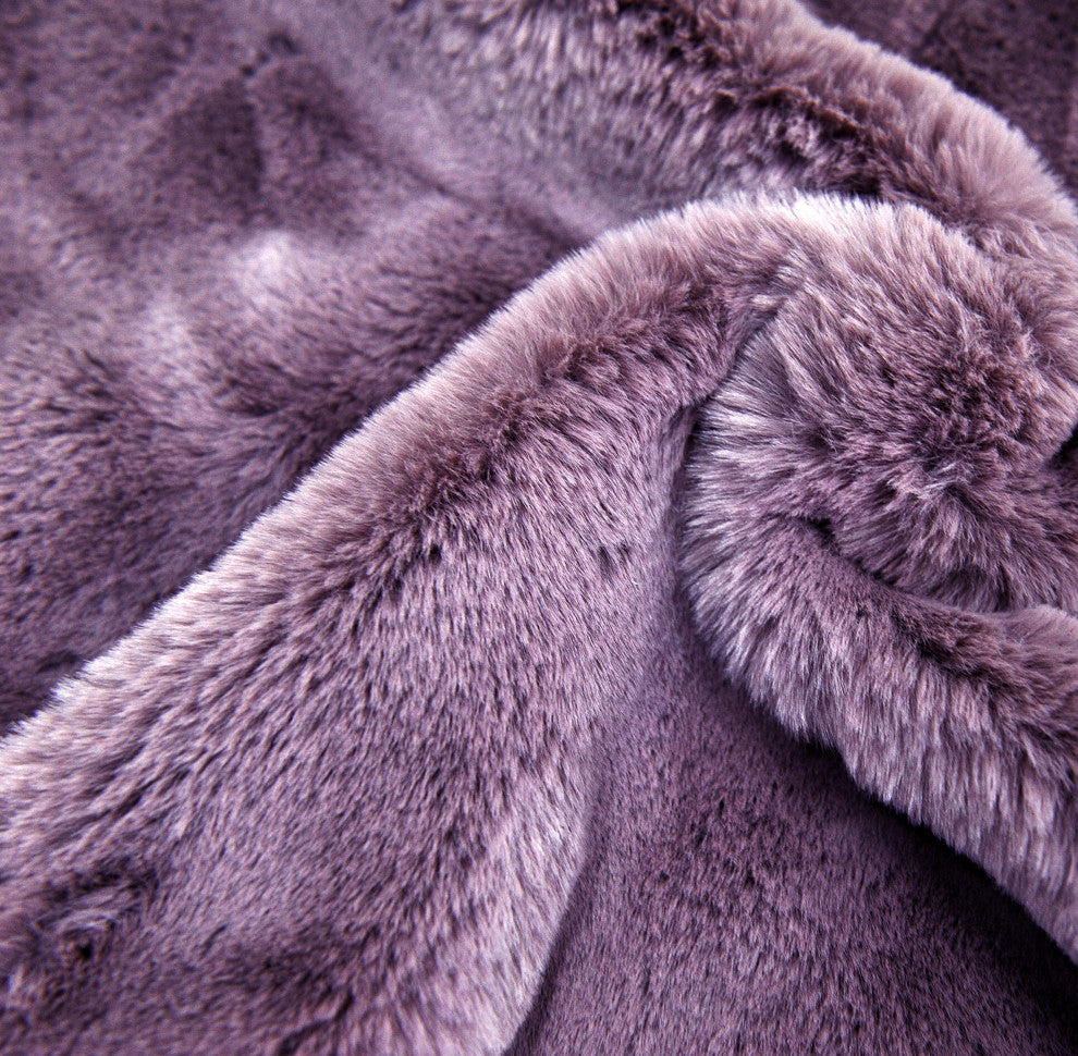 Heavy Faux Fur Throw Pillow Covers 2pcs Set, Wood Rose, 26''x26''