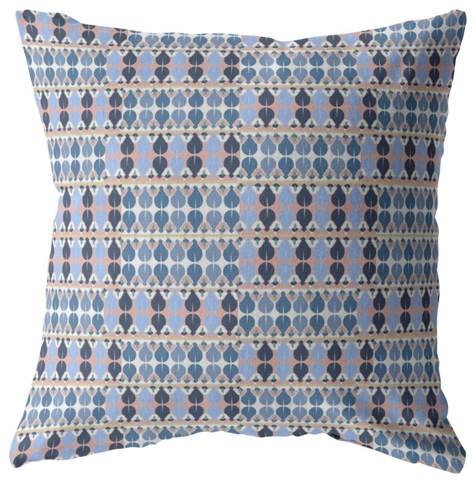 20" Blue Gray Spades Suede Throw Pillow