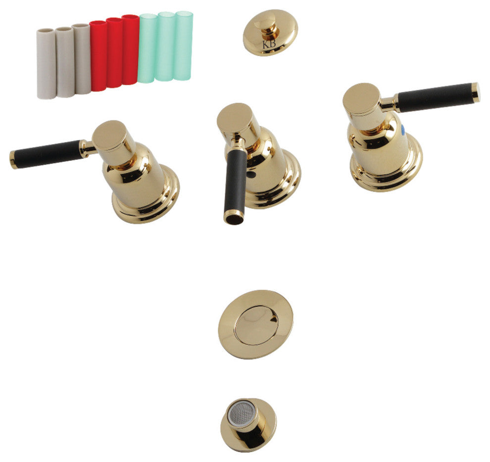 Kingston Brass KB6322DKL Kaiser Three-Handle Bidet Faucet, Polished Brass