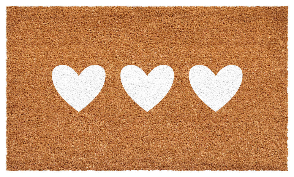 Calloway Mills White Trio Heart Doormat, 30" X 48"