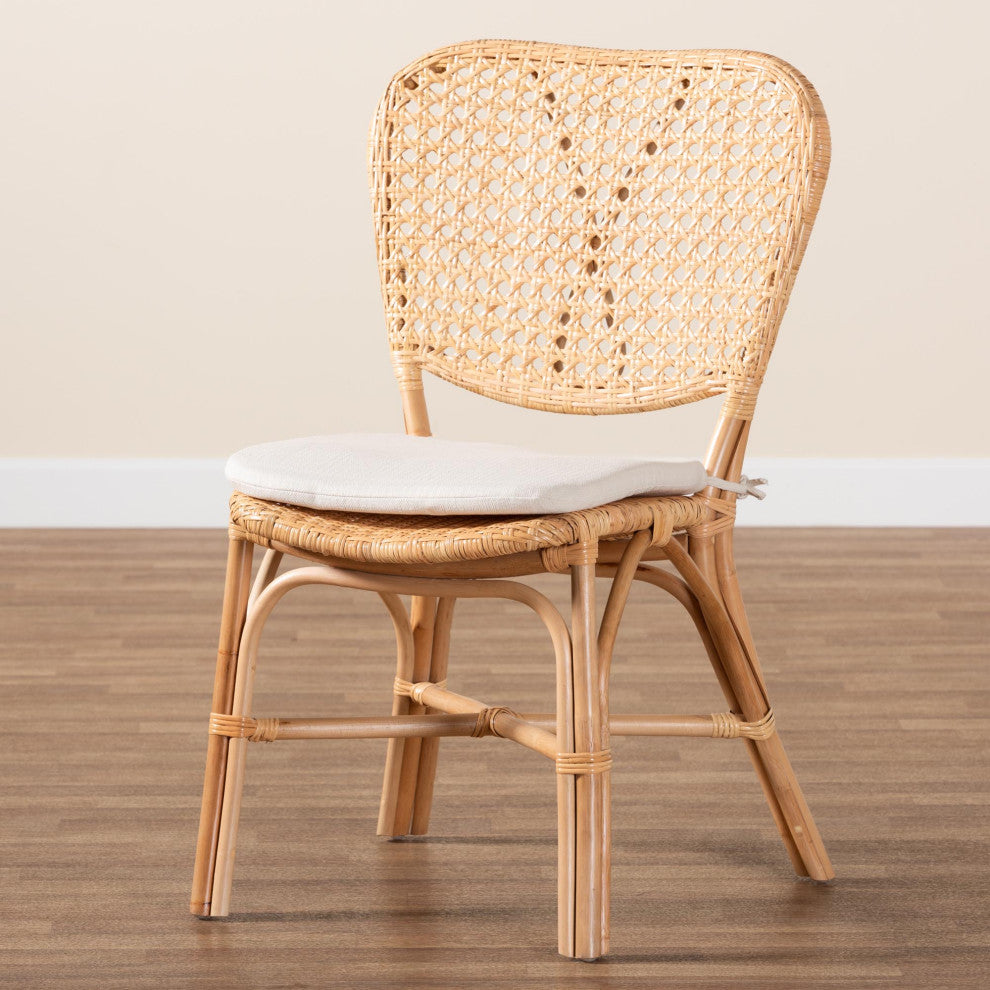 Mindy Modern Bohemian Natural Brown Finished Rattan Dining Chair