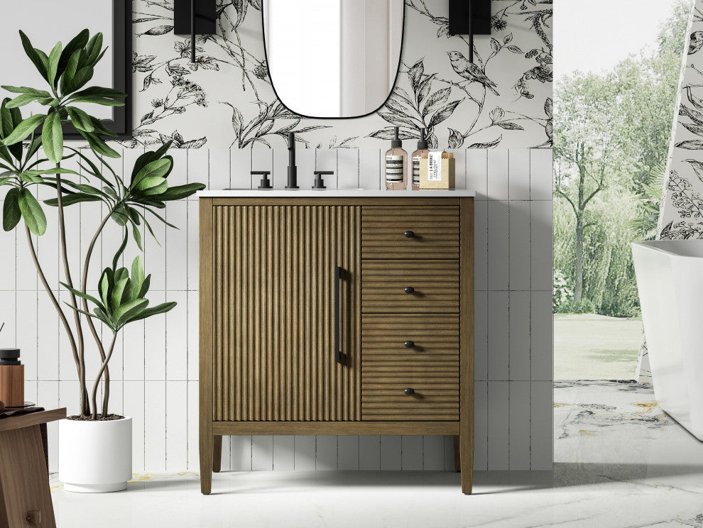 Home Living 32" Single Bathroom Vanity, Hazel Oak