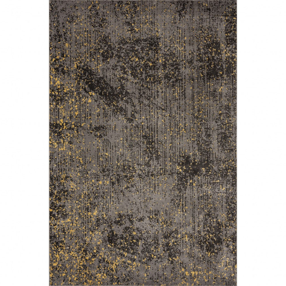 5" x 8" Gray and Yellow Abstract Sprinkle Area Rug