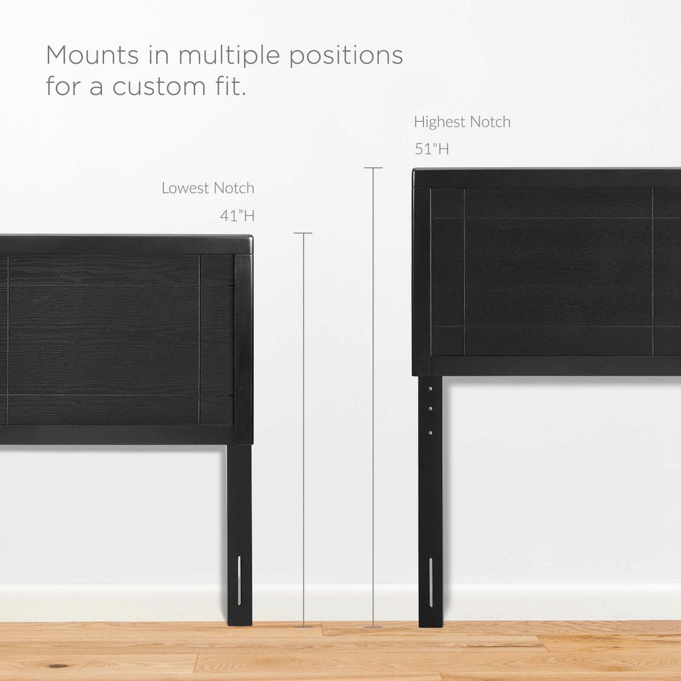 Platform Bed Frame, King Size, Wood, Black, Modern Mid-Century, Bedroom Master