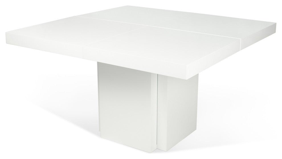 Contemporary Square Wood Dining Table, High Gloss White