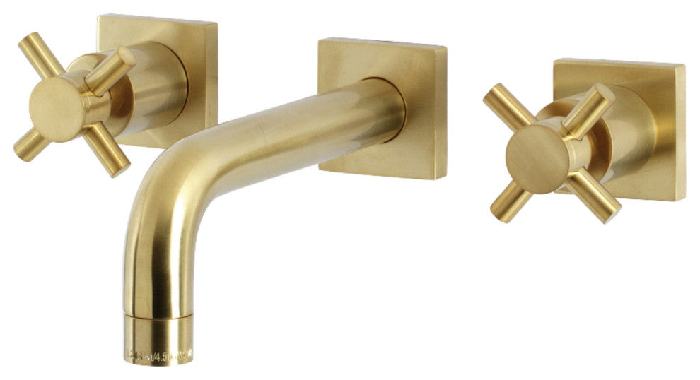 Kingston Brass KS6127DX Two-Handle Wall Mount Bathroom Faucet, Brushed Brass