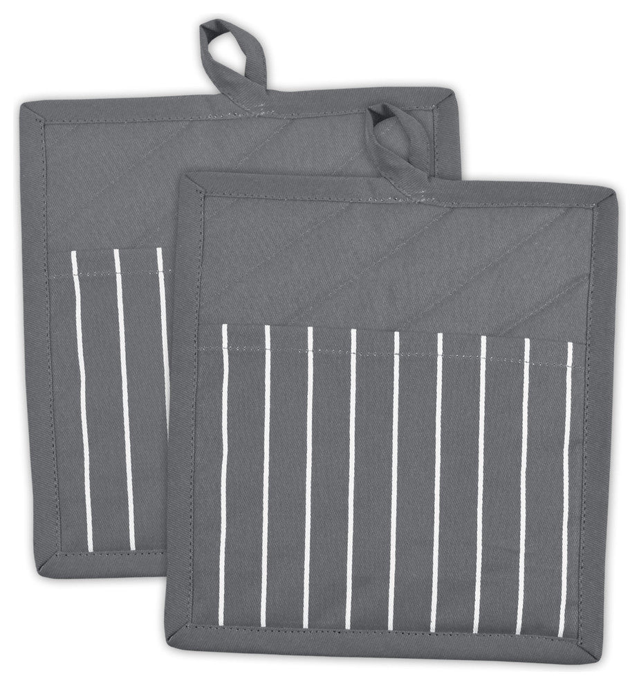 Gray Stripe Chef Pocket Mitt, Set of 2