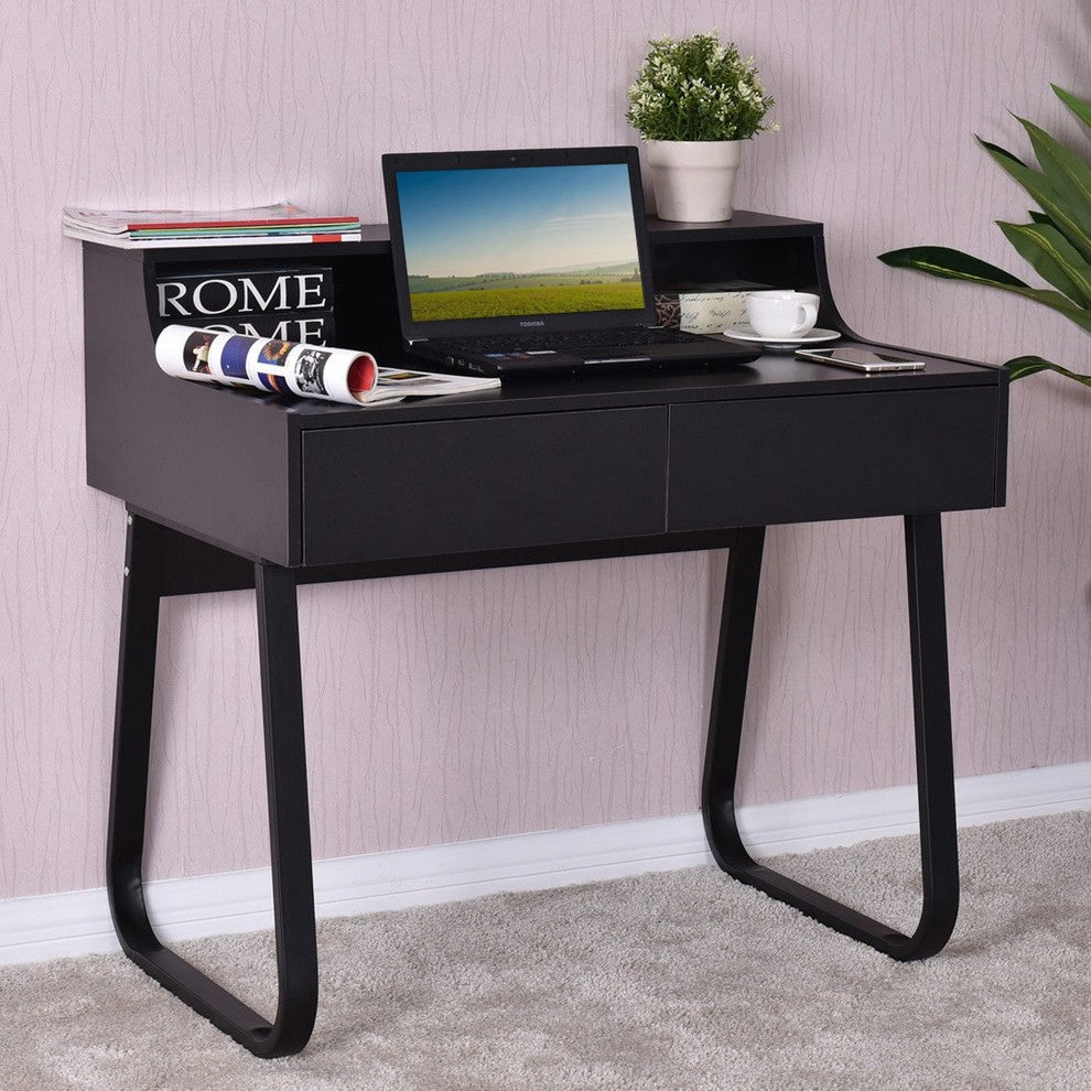 Modern Study Writing Computer Desk With 2 Drawers
