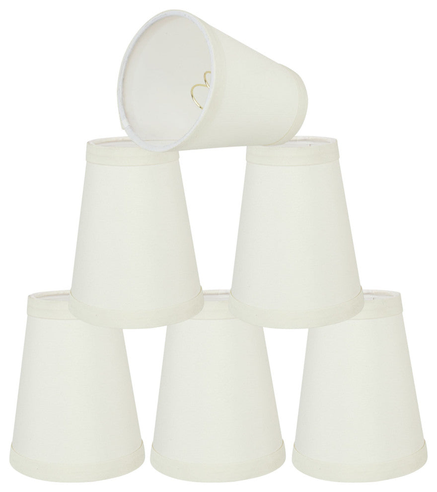 Aspen Creative 32666-X Hardback Empire Clip-On Lamp Shade in White 2 1/2"x4"x5", Pack Set of 6