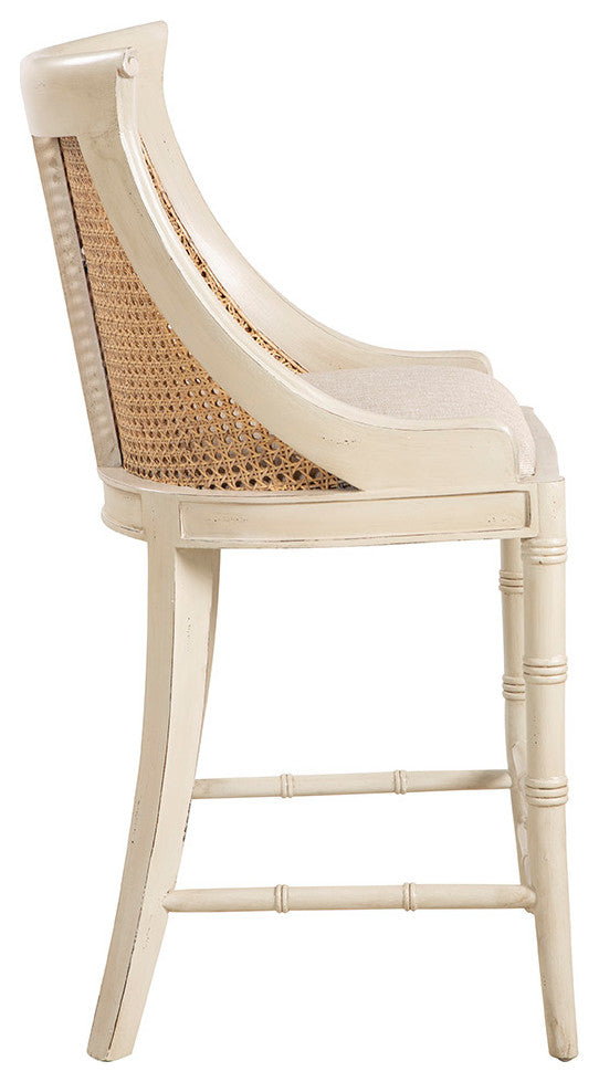 Spoonback 41" Tall Counter Stool, Cream