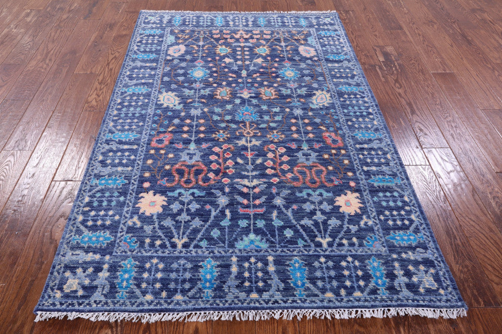 Hand-Knotted Turkish Oushak Wool Rug 4' 3" X 6' 6" - Q15372