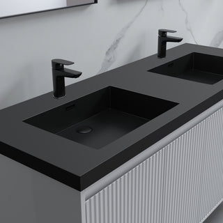 Flutie 60" Bathroom Vanity Set, White, Double Black Sink