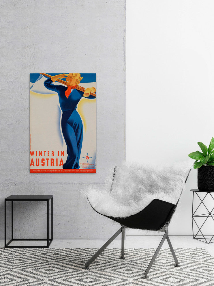 "Austria Winter" Painting Print on Wrapped Canvas, 20"x30"