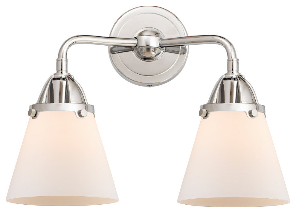 Small Cone Bath Vanity Light, Polished Chrome, Matte White, Matte White