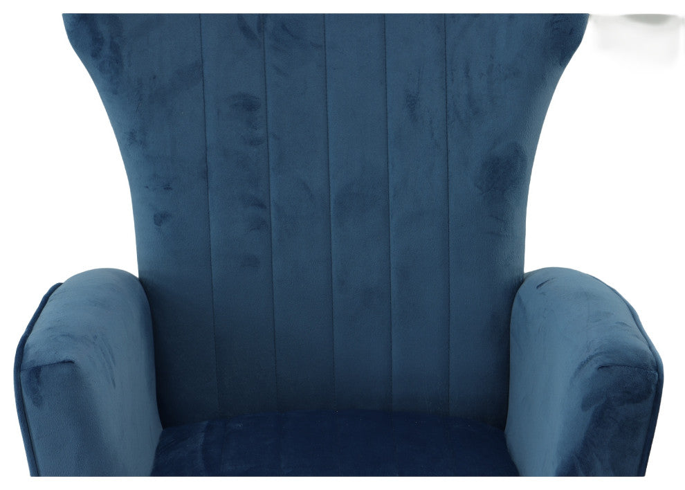 Cela Cream Velvet Upholstered Wingback Chair With Gold legs