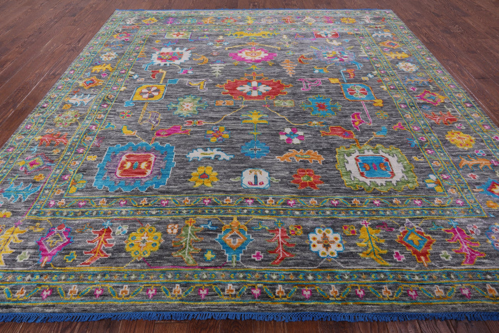 10' Square Turkish Oushak Handmade Wool Rug - Q14998