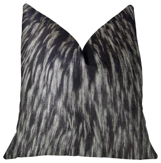 Plutus Wolf Fur Handmade Throw Pillow, (Double sided  12" x 25")