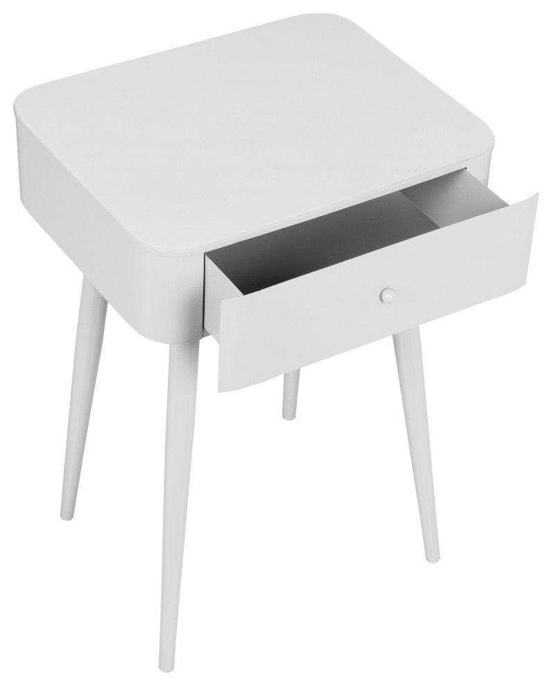 Rylan Iron Night Stand, White, Solid