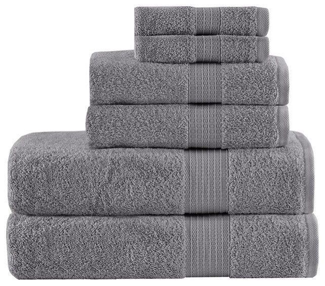 Madison Park Organic All-Natural 6-Piece Bathroom Towel Set, Gray