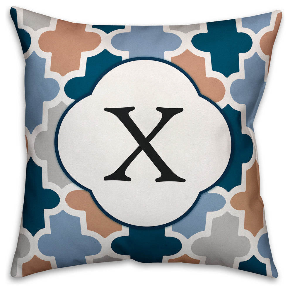 X Quatrefoil Monogram Spun Poly Pillow, 18x18
