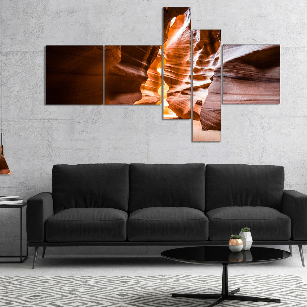 Antelope Canyon in Sunshine, Landscape Photo Canvas Art Print, 60"x32", 5 panels