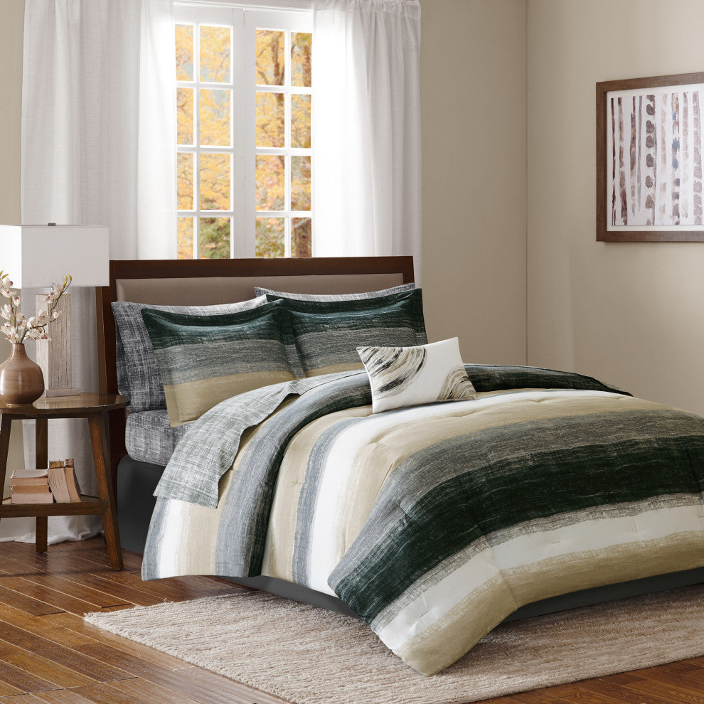 Madison Park Microfiber Printed 7-Piece Comforter Set, Queen