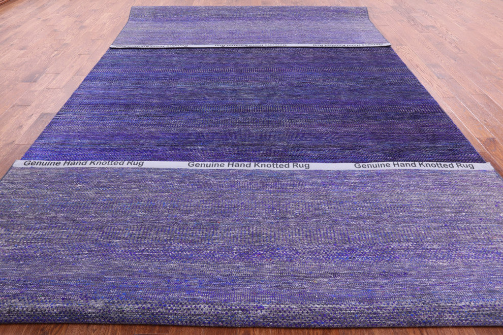 9' 0" X 18' 8" Wool and Silk Handmade Super Savannah Gabbeh Rug Q6111