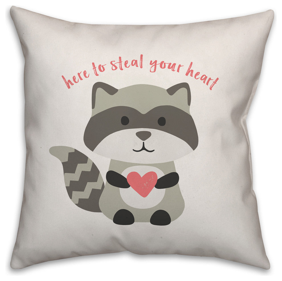 Steal Your Heart Raccoon 20x20 Throw Pillow