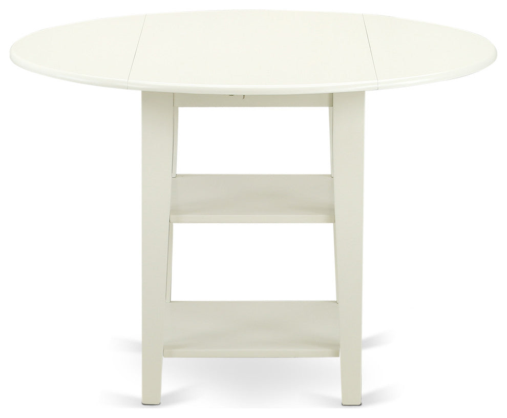 3Pc Dinette Set, Round Table, Two Shelves, 2 Chairs, Cream Dining Chairs Seat