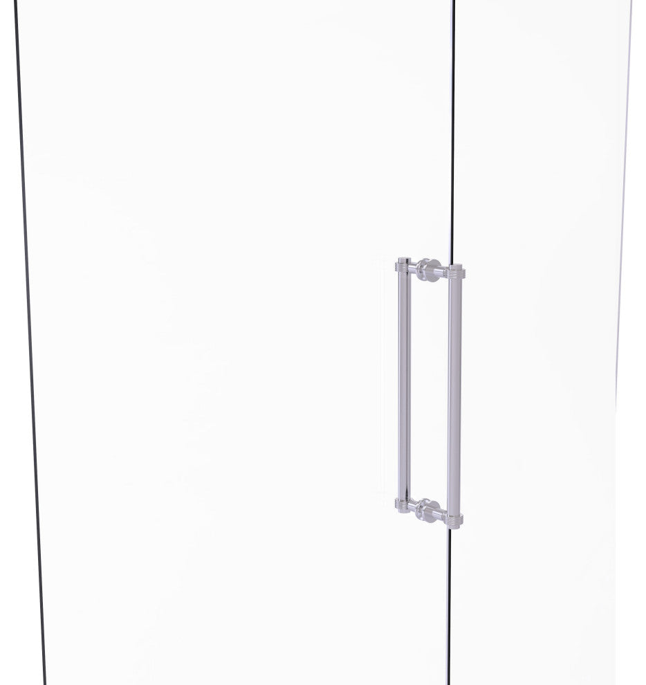Contemporary 18" Grooved Accent Back to Back Shower Door Pull, Satin Chrome