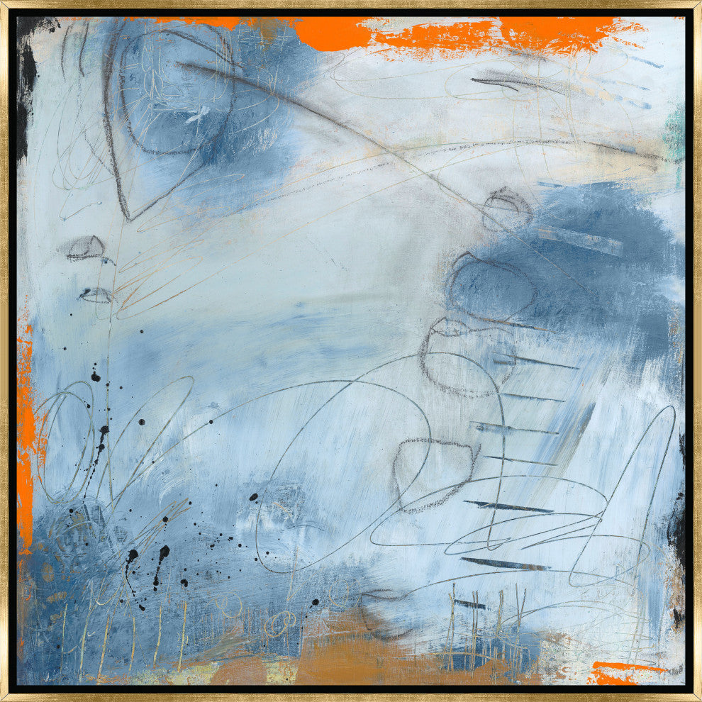36x36 Quiet Reflection II, Framed Artwork, Gold