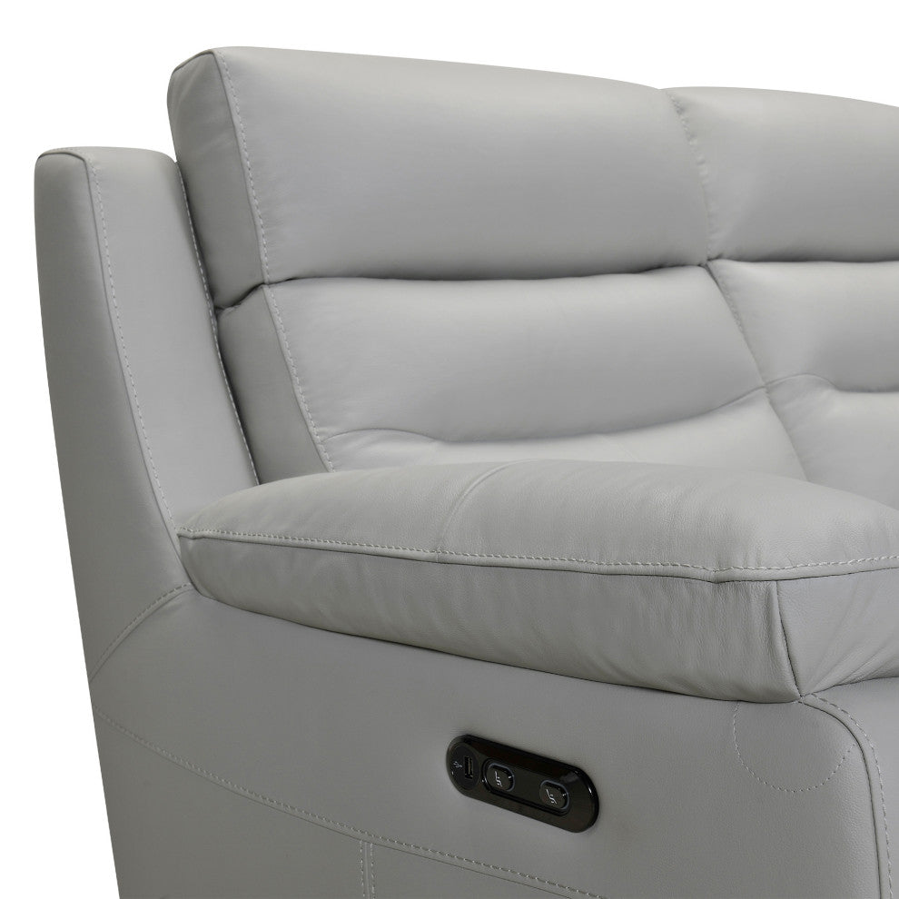 Hayward 82" Dove Gray Genuine Leather Power Reclining Sofa