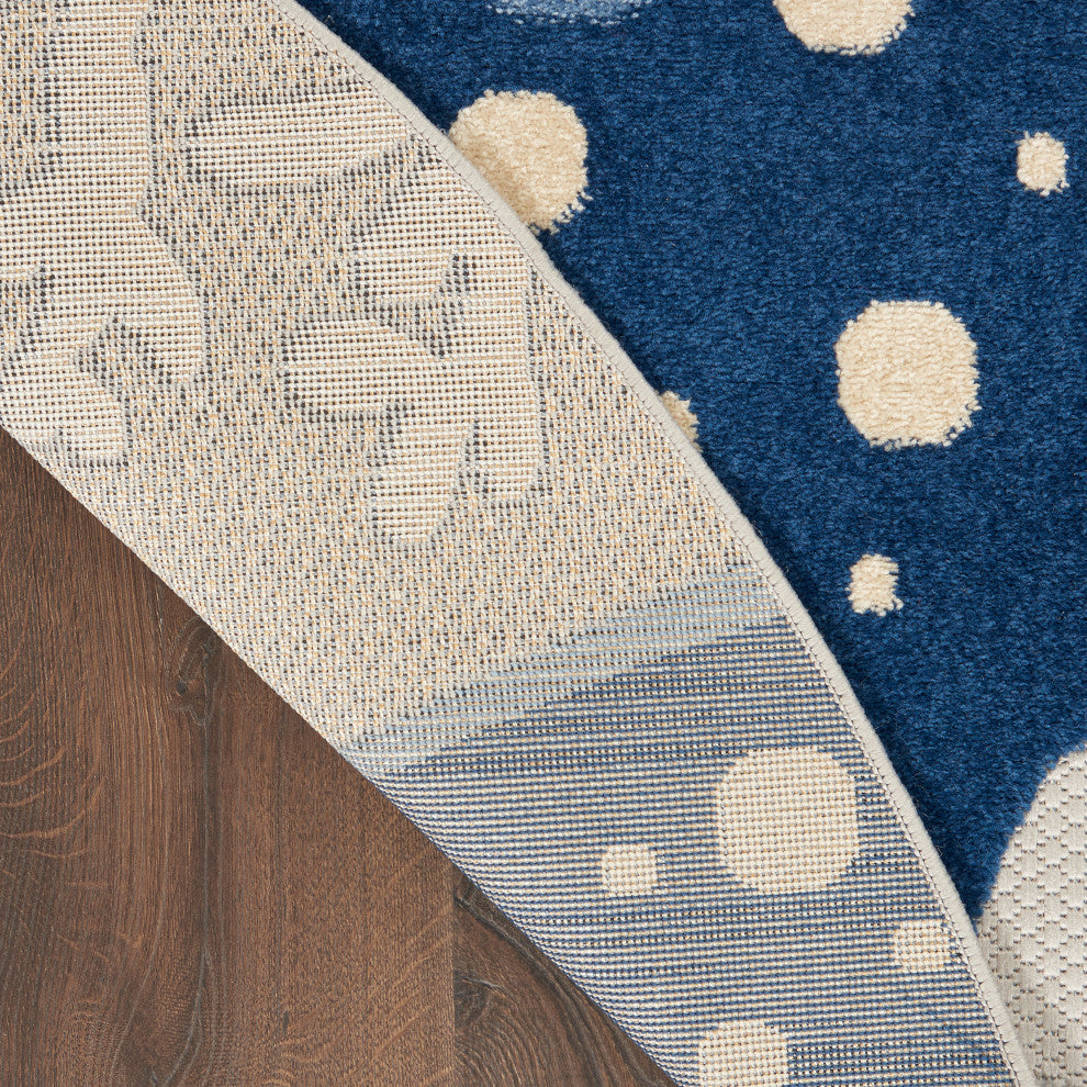 Nourison Aloha 4' x Round Blue/Grey Coastal, Nautical & Beach Area Rug