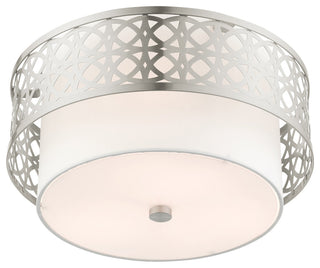 Brushed Nickel Fretwork, Ornamental, Transitional, Sophisticated Semi Flush