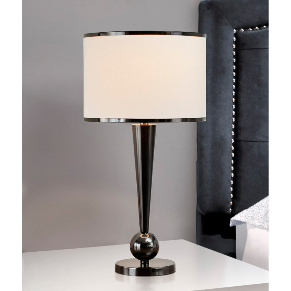 Dione 28"H Metal Table Lamp, Black Chrome