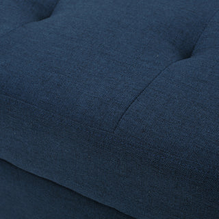 GDF Studio Carolina Tufted Cover Fabric Storage Ottoman, Dark Blue