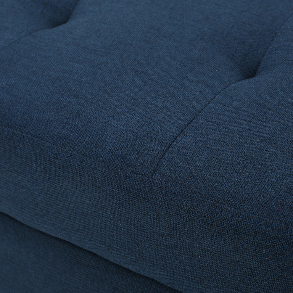 GDF Studio Carolina Tufted Cover Fabric Storage Ottoman, Dark Blue