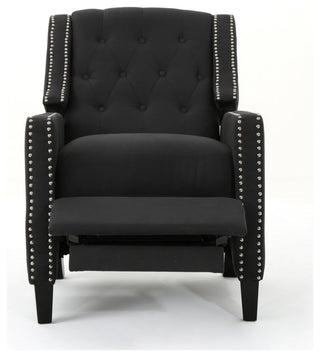 GDF Studio Ingrid Tufted Back Fabric Recliner Chair, Dark Charcoal