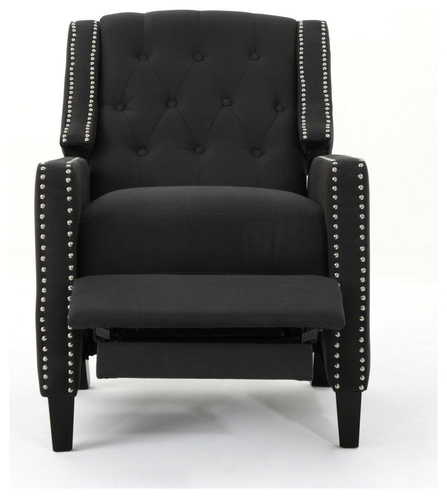 GDF Studio Ingrid Tufted Back Fabric Recliner Chair, Dark Charcoal