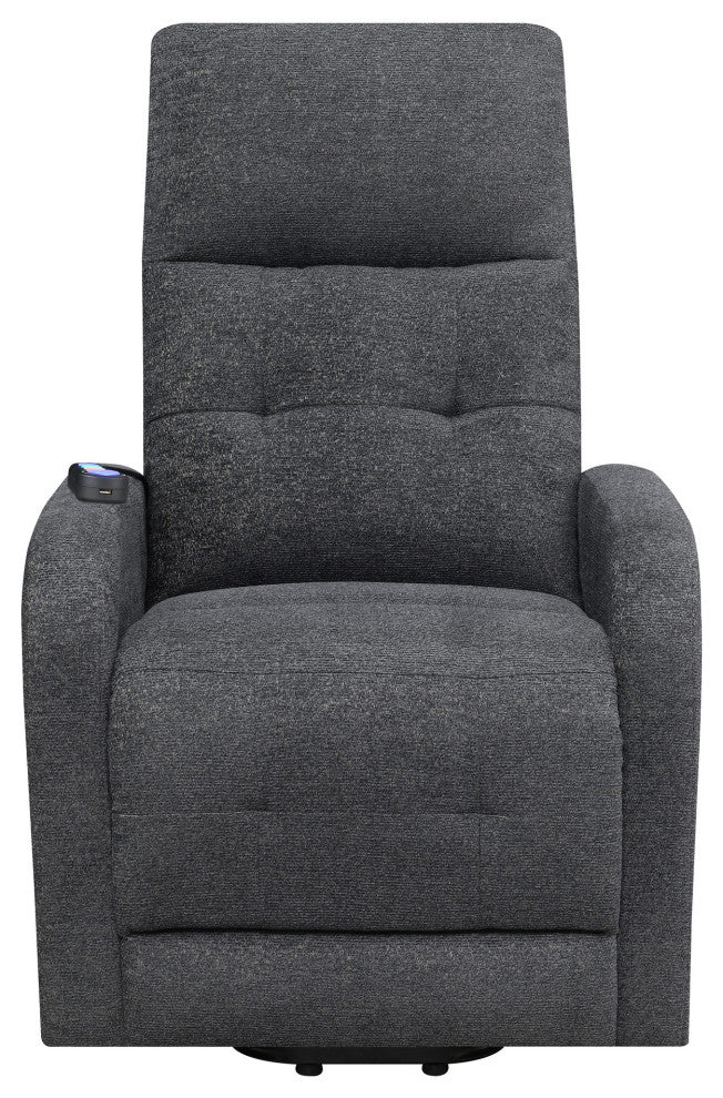 Coaster Howie Tufted Fabric Upholstered Power Lift Recliner in Charcoal