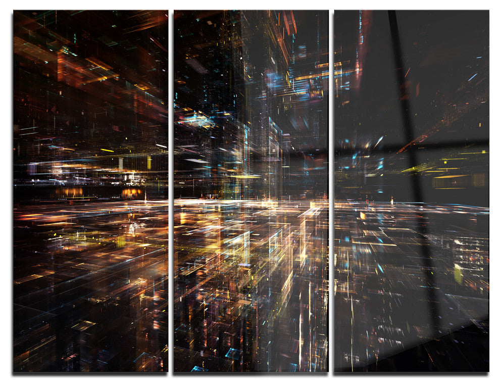 "Glow of Technology" Metal Wall Art, 3 Panels, 36"x28"