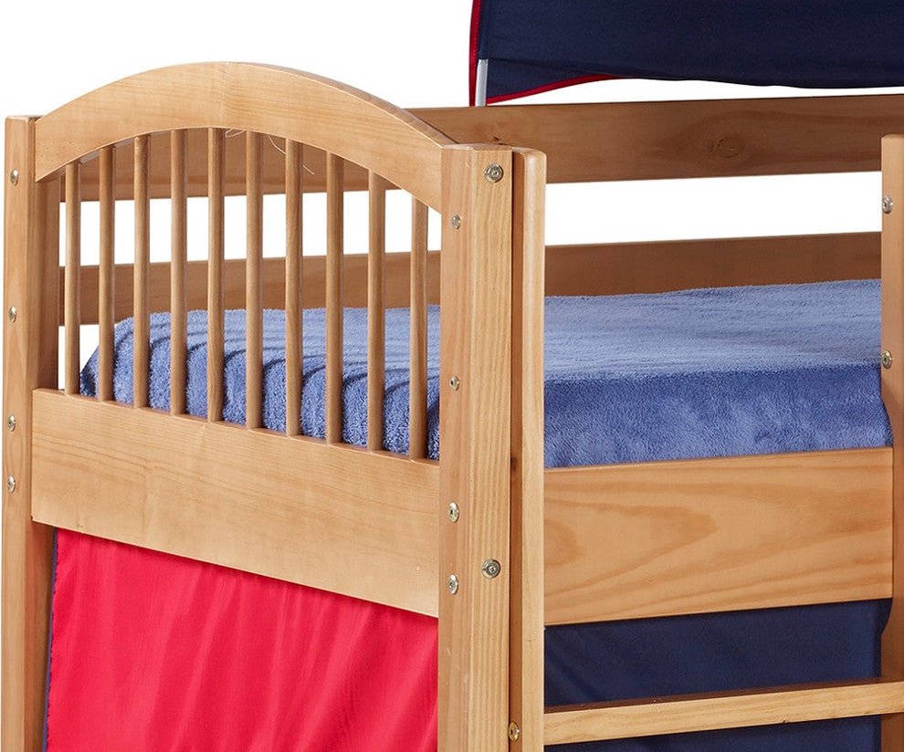 Addison Jr Loft Bed with Tent and playhouse, Cinnamon